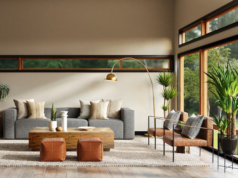 Whole-home interior renovation showing an open-concept living and dining area with updated finishes throughout.